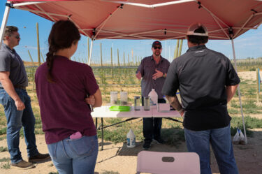 Greg Selby soil health specialist taking with growers in WA